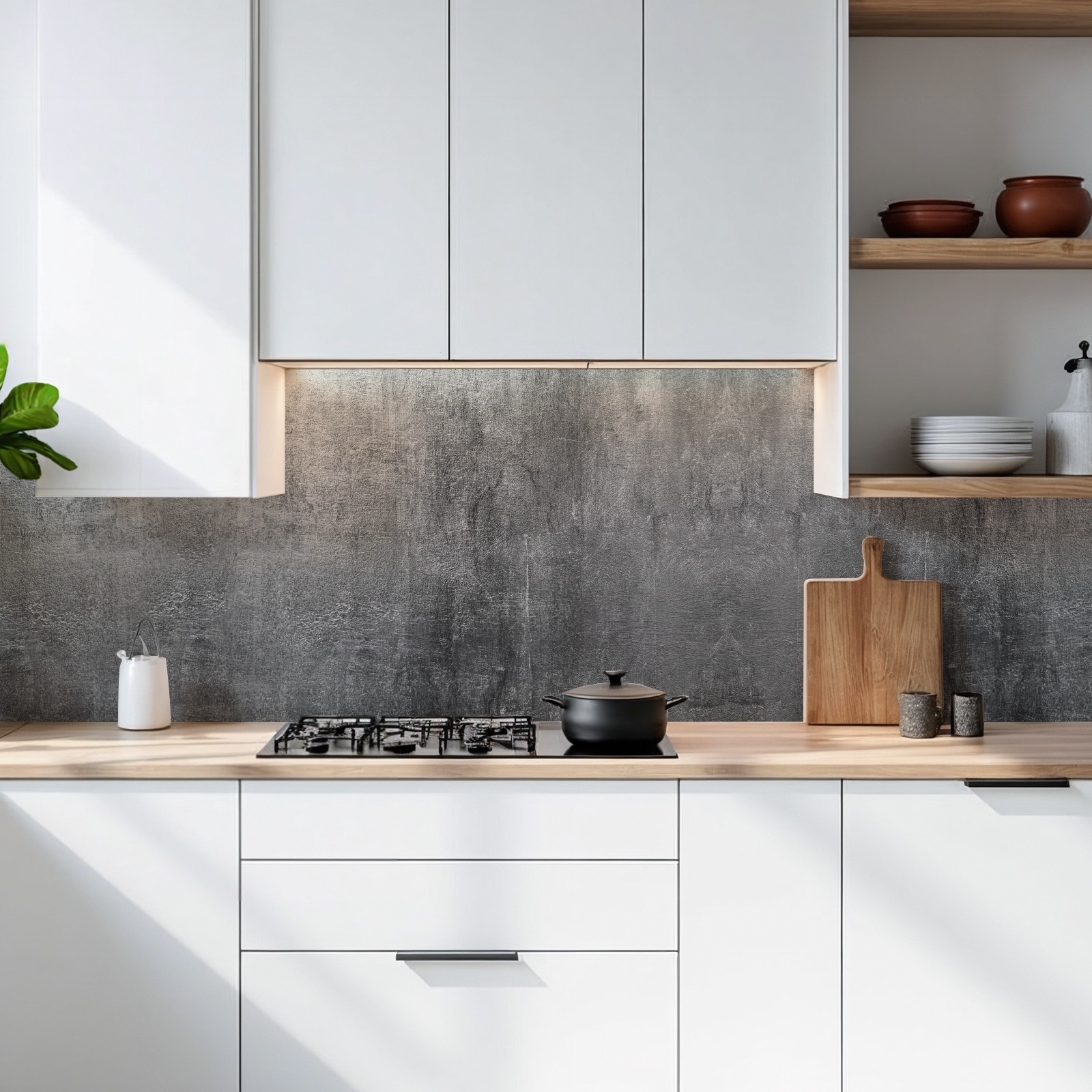 Küchenrückwand Folie elegante graue Holzimitation Hauptbild 1